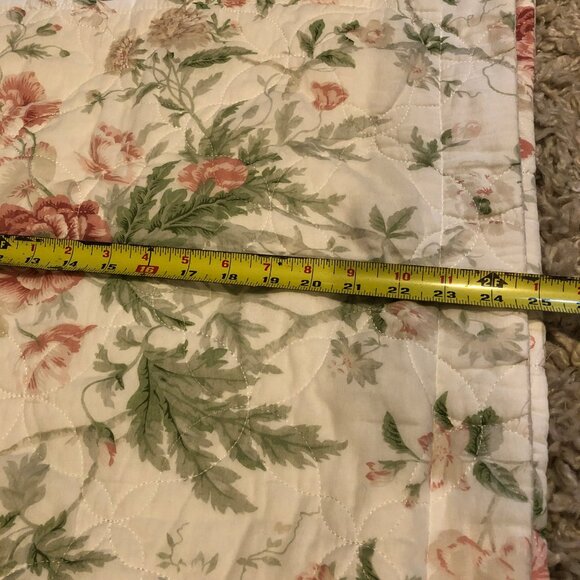 Laura Ashley Floral Quilted Pillow Shams Pink & Green Flowers Set of 2 - Picture 8 of 8